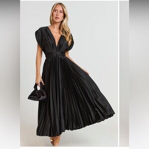 Showpo Black Pleated Maxi Dress